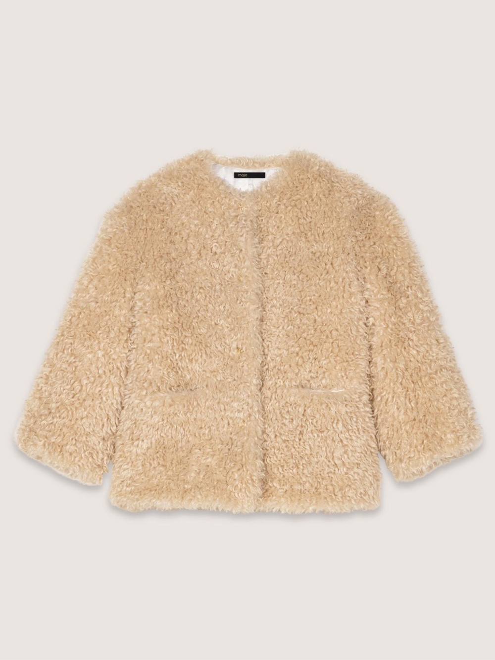 NEW Maje beige faux fur jacket/coat size 36